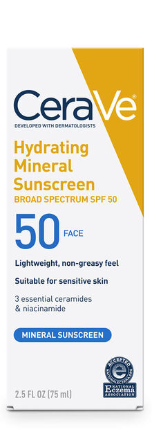 CeraVe Hydrating Mineral Sunscreen SPF 50 Face Lotion CeraVe Hydrating Mineral Sunscreen SPF 50 Face Lotion